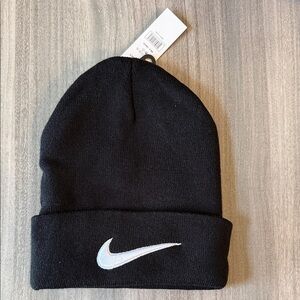Nike Black Knit Hat with White Logo